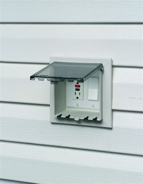 exterior electrical box on sloping soffett|surface mount electrical box vinyl siding.